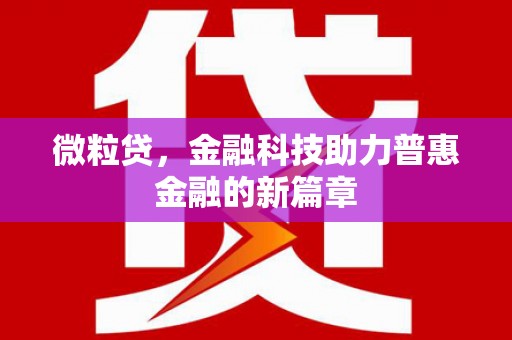 新屋微粒贷，金融科技助力普惠金融的新篇章
