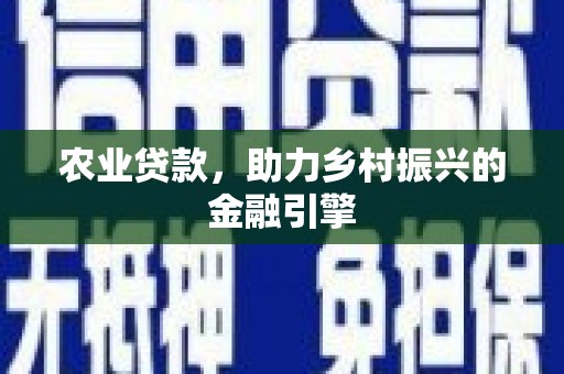 新屋农业贷款，助力乡村振兴的金融引擎