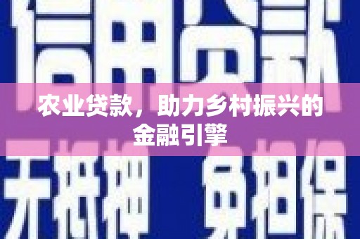 新屋农业贷款，助力乡村振兴的金融引擎