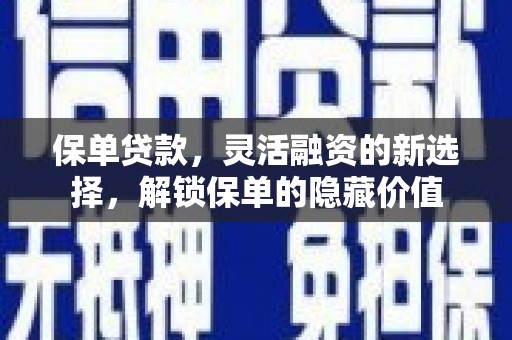 新屋保单贷款，灵活融资的新选择，解锁保单的隐藏价值