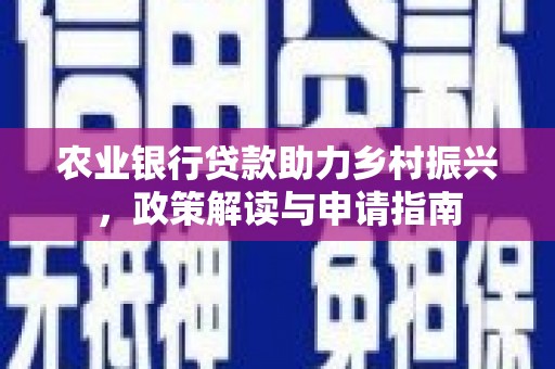 新屋农业银行贷款助力乡村振兴，政策解读与申请指南