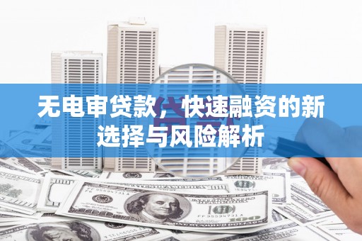 新屋无电审贷款，快速融资的新选择与风险解析