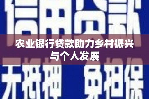 新屋农业银行贷款助力乡村振兴与个人发展