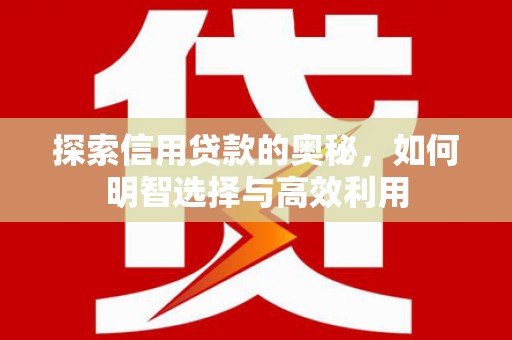 新屋探索信用贷款的奥秘，如何明智选择与高效利用